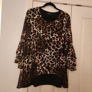 Leopard Print Layered Blouse Size 1X